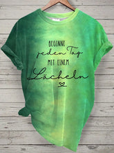 Damen Lächeln Tie Dye Print Kurzarm T-Shirt zartstils